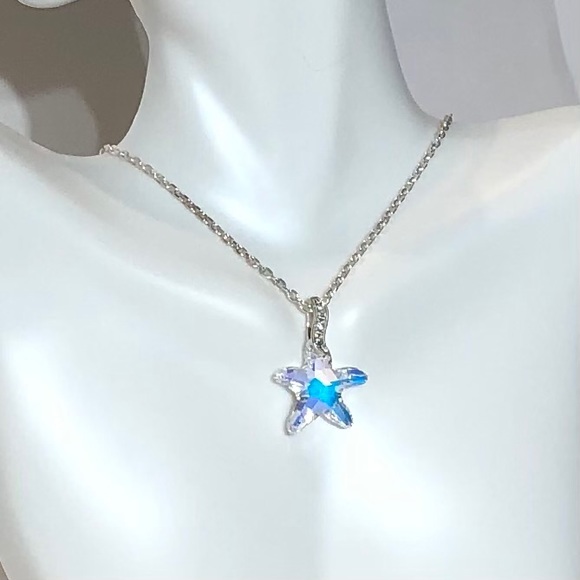 Peruvian 925 Silver Necklace w/Crystal Start Fish - Picture 3 of 8